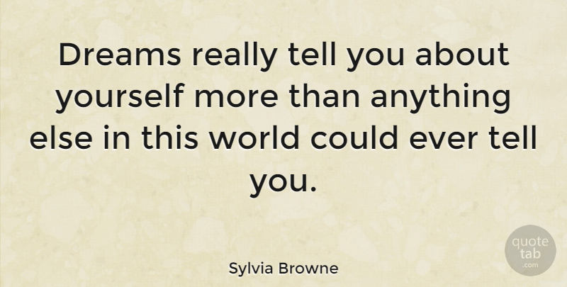Sylvia Browne Quote About Dream, World, This World: Dreams Really Tell You About...