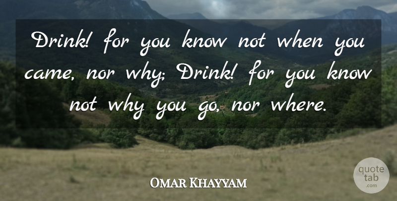 Omar Khayyam Quote About Drinking, Drink, Alcoholism: Drink For You Know Not...