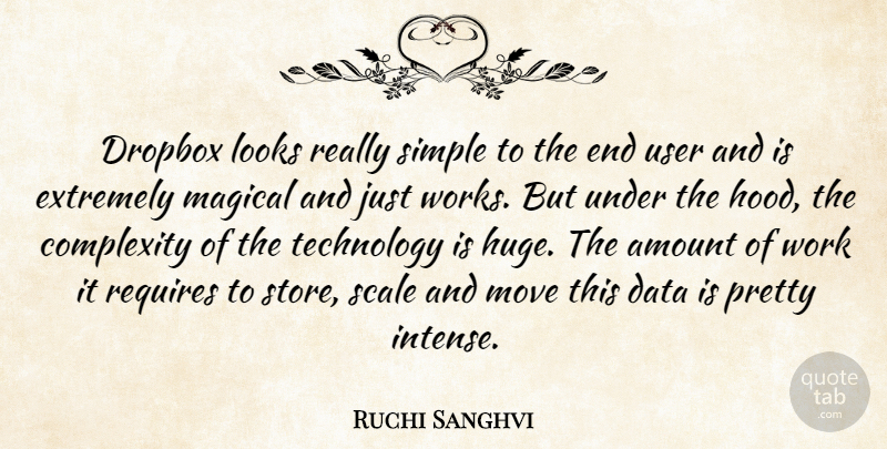 Ruchi Sanghvi Quote About Amount, Complexity, Data, Extremely, Looks: Dropbox Looks Really Simple To...