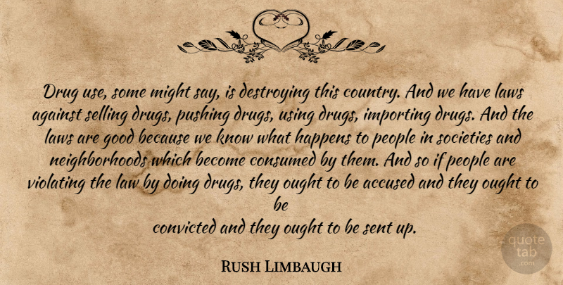 Rush Limbaugh Quote About Country, Drug Use, Law: Drug Use Some Might Say...