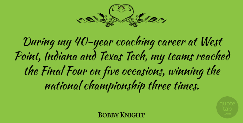 Bobby Knight Quote About Team, Winning, Texas: During My 40 Year Coaching...