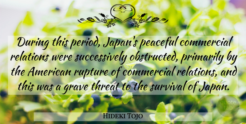 Hideki Tojo Quote About Commercial, Grave, Peaceful, Primarily, Relations: During This Period Japans Peaceful...