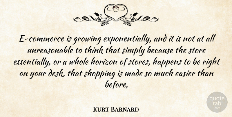 Kurt Barnard Quote About Easier, Growing, Happens, Horizon, Shopping: E Commerce Is Growing Exponentially...