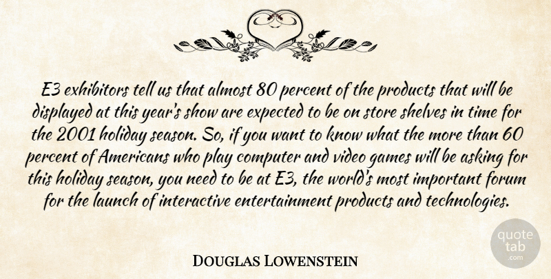 Douglas Lowenstein Quote About Almost, Asking, Computer, Entertainment, Expected: E3 Exhibitors Tell Us That...