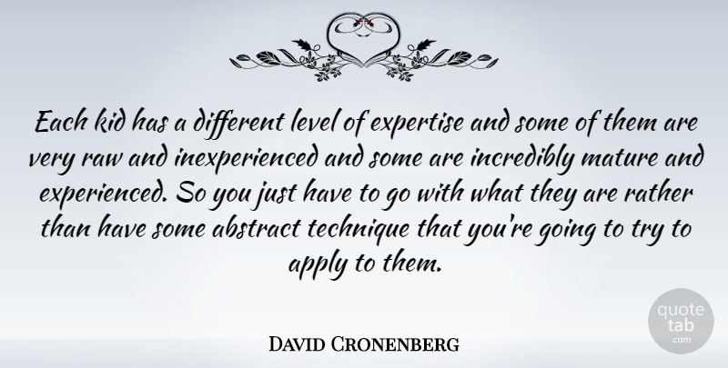 David Cronenberg Quote About Kids, Trying, Different: Each Kid Has A Different...