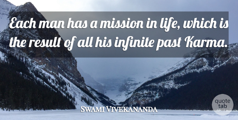 Swami Vivekananda Quote About Karma, Past, Men: Each Man Has A Mission...