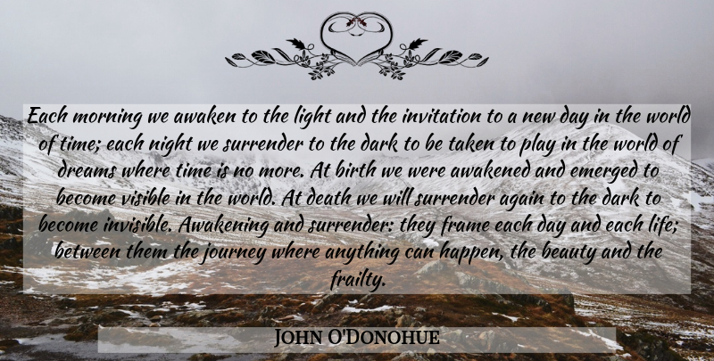 John O'Donohue Quote About Dream, Morning, Taken: Each Morning We Awaken To...