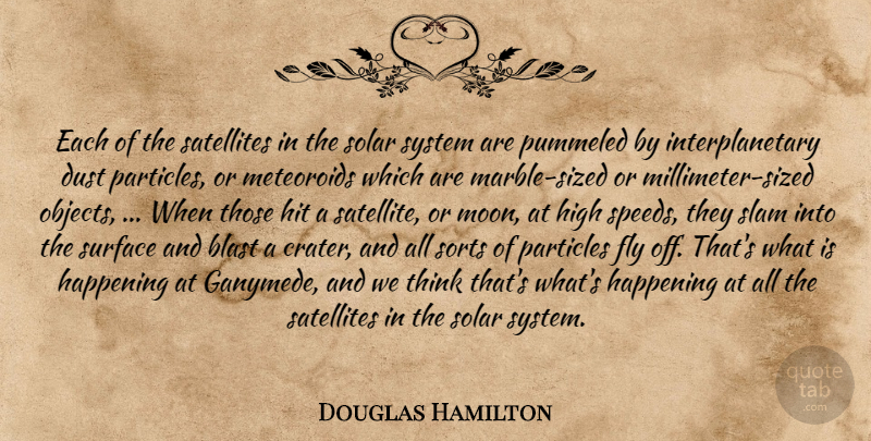 Douglas Hamilton Quote About Blast, Dust, Fly, Happening, High: Each Of The Satellites In...