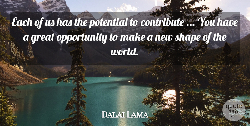Dalai Lama Quote About Opportunity, Shapes, World: Each Of Us Has The...