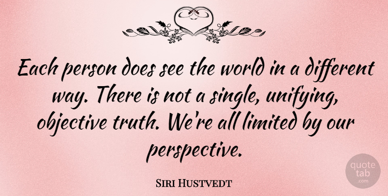 Siri Hustvedt Quote About Limited, Truth: Each Person Does See The...