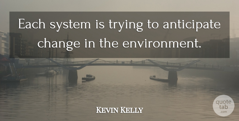 Kevin Kelly Quote About Trying, Literature, Environment: Each System Is Trying To...