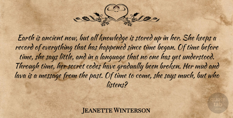 Jeanette Winterson Quote About Past, Broken, Secret: Earth Is Ancient Now But...