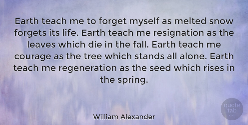 William Alexander Quote About Courage, Die, Earth, Forget, Forgets: Earth Teach Me To Forget...