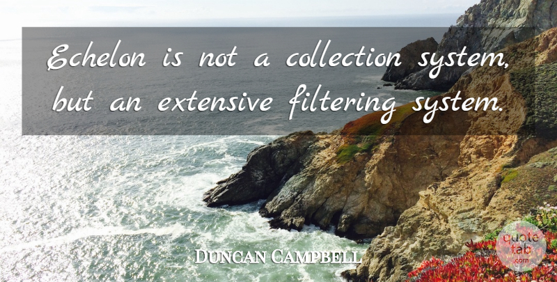 Duncan Campbell Quote About Collection, Extensive, Filtering: Echelon Is Not A Collection...