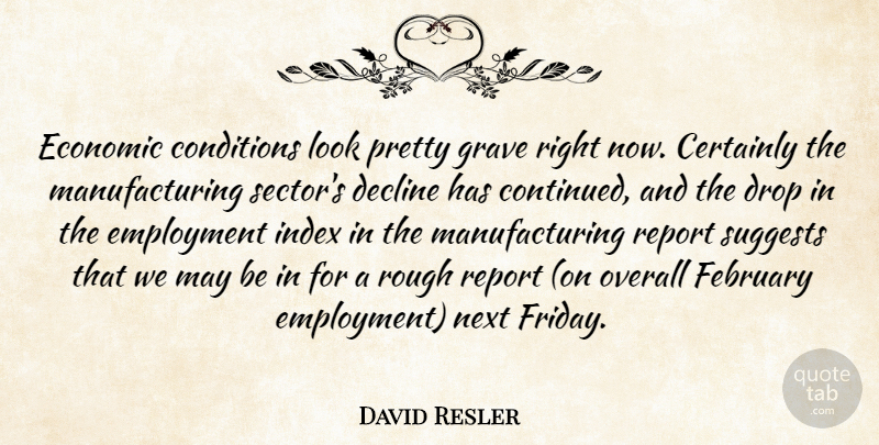 David Resler Quote About Certainly, Conditions, Decline, Drop, Economic: Economic Conditions Look Pretty Grave...