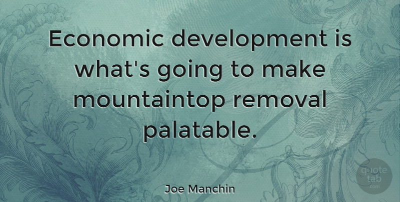 Joe Manchin Quote About Development, Economic, Economic Development: Economic Development Is Whats Going...