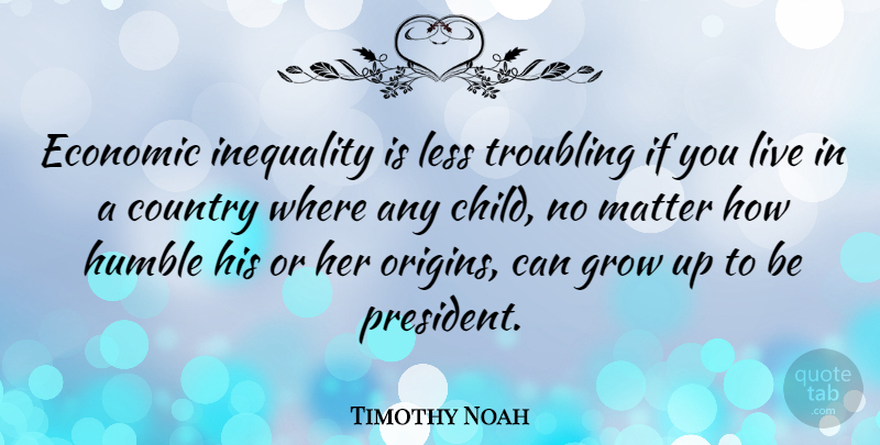 Timothy Noah Quote About Country, Economic, Grow, Less, Matter: Economic Inequality Is Less Troubling...
