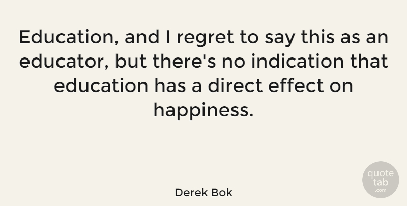 Derek Bok Quote About Regret, Direct Effect, Educator: Education And I Regret To...