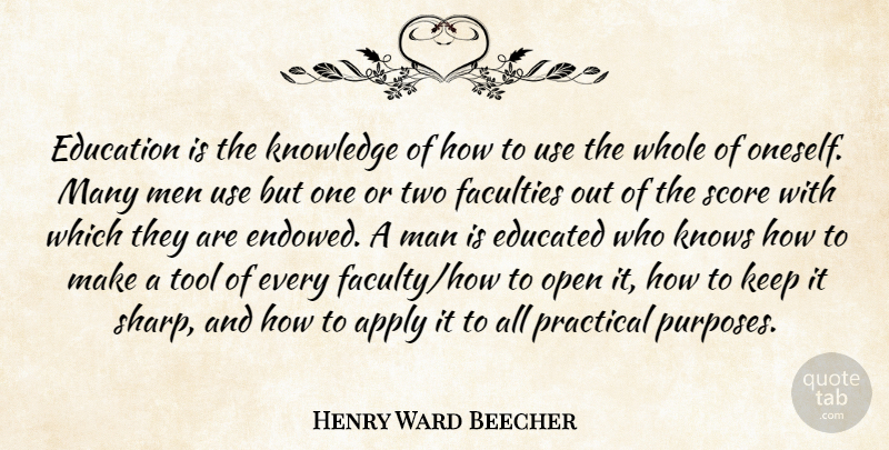 Henry Ward Beecher Quote About Education, Teaching, Men: Education Is The Knowledge Of...