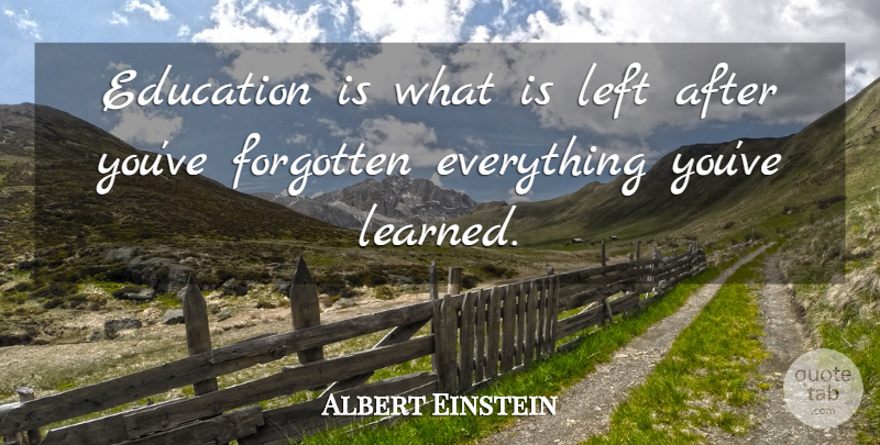 Albert Einstein Quote About Forgotten, Left: Education Is What Is Left...