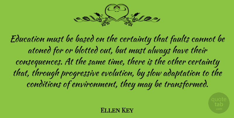 Ellen Key Quote About Adaptation, Based, Cannot, Certainty, Conditions: Education Must Be Based On...