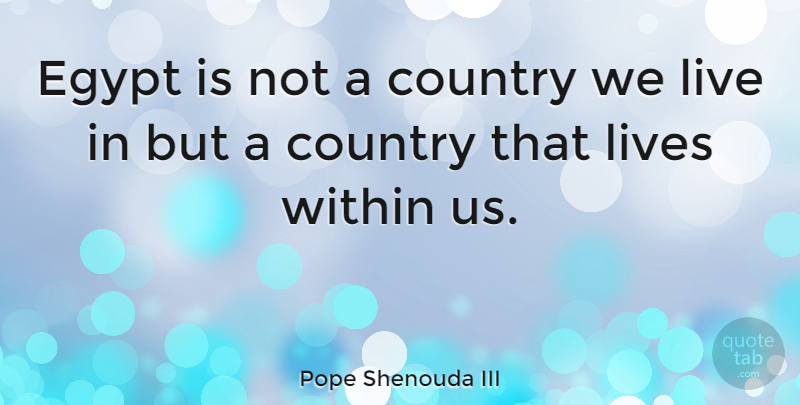 Pope Shenouda III Quote About Country: Egypt Is Not A Country...