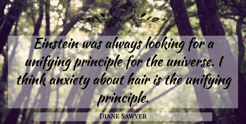 Diane Sawyer Quote About Thinking, Hair, Anxiety: Einstein Was Always Looking For...