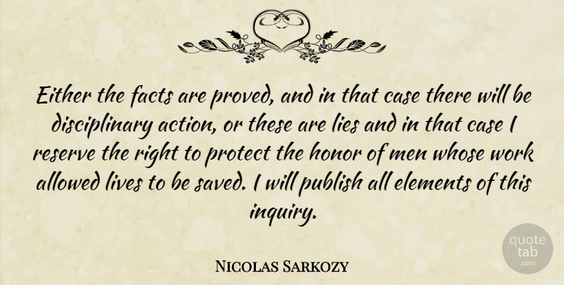 Nicolas Sarkozy Quote About Action, Allowed, Case, Either, Elements: Either The Facts Are Proved...