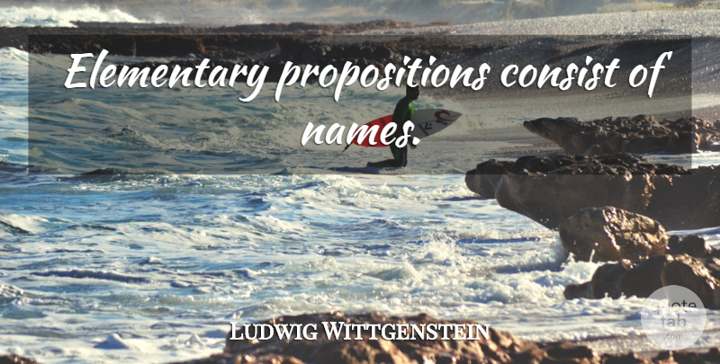 Ludwig Wittgenstein Quote About Names, Logic, Language: Elementary Propositions Consist Of Names...