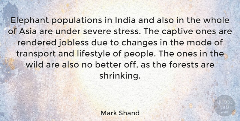 Mark Shand Quote About Asia, Captive, Due, Forests, India: Elephant Populations In India And...