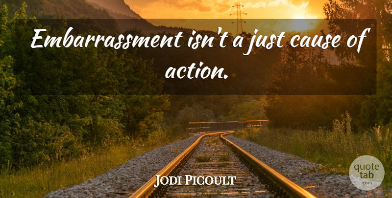Jodi Picoult Quote About Causes, Action, Embarrassment: Embarrassment Isnt A Just Cause...