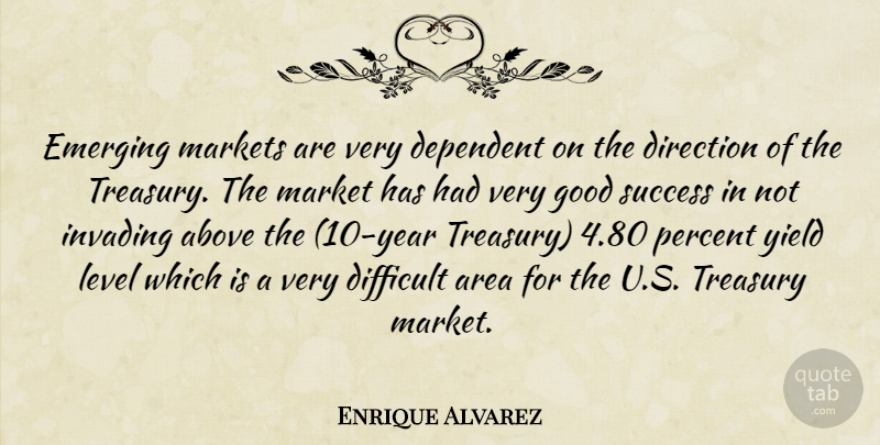 Enrique Alvarez Quote About Above, Area, Dependent, Difficult, Direction: Emerging Markets Are Very Dependent...
