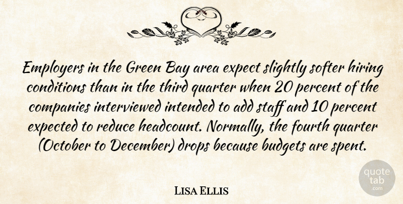 Lisa Ellis Quote About Add, Area, Bay, Budgets, Companies: Employers In The Green Bay...