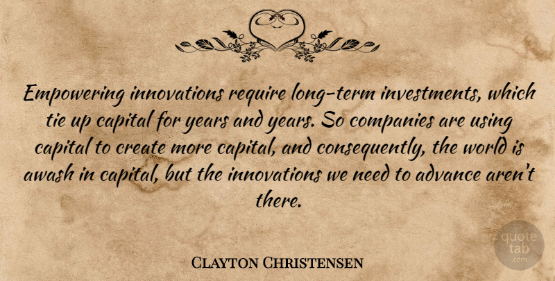 Clayton Christensen Quote About Advance, Capital, Companies, Empowering, Using: Empowering Innovations Require Long Term...