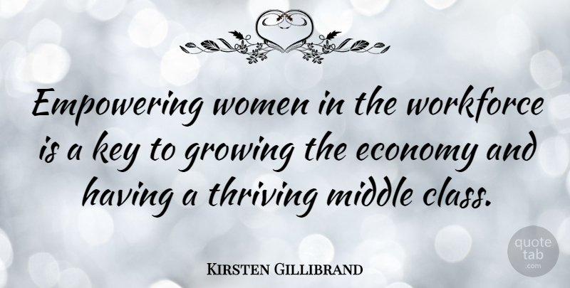 Kirsten Gillibrand Quote About Empowering, Growing, Key, Middle, Thriving: Empowering Women In The Workforce...