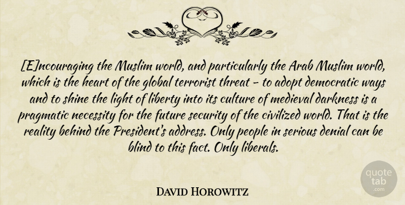 David Horowitz Quote About Heart, Reality, Light: Encouraging The Muslim World And...