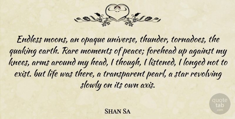 Shan Sa Quote About Stars, Moon, Axes: Endless Moons An Opaque Universe...