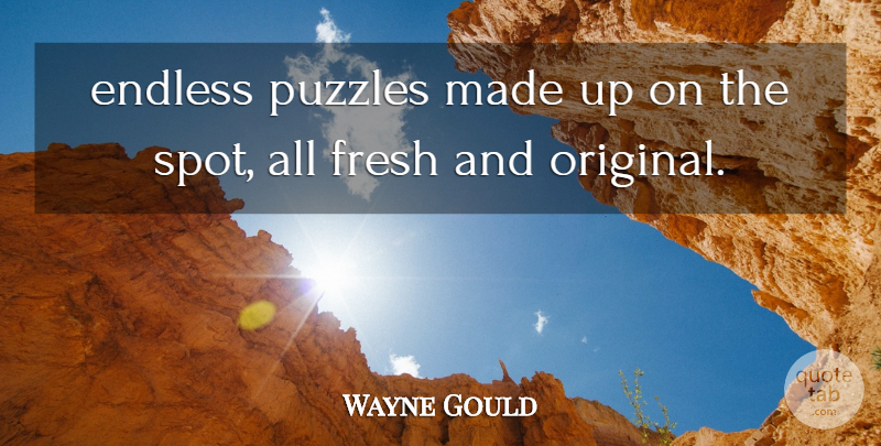 Wayne Gould Quote About Endless, Fresh, Puzzles: Endless Puzzles Made Up On...
