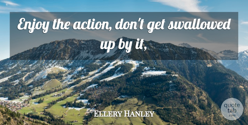 Ellery Hanley Quote About Action, Enjoy, Swallowed: Enjoy The Action Dont Get...