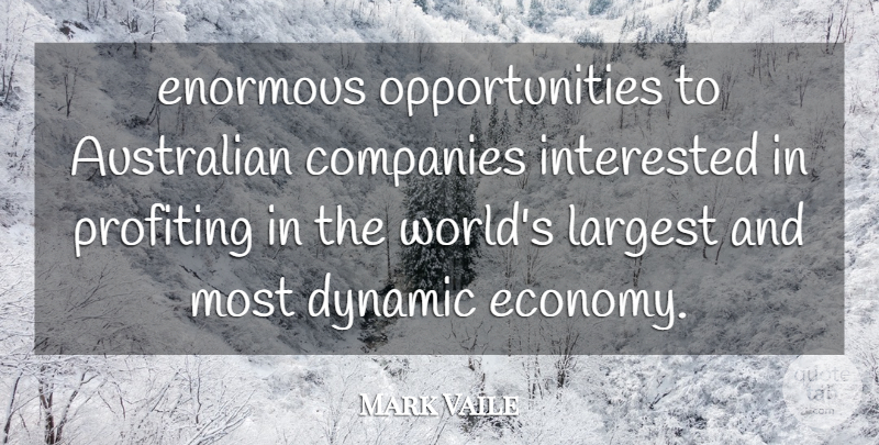 Mark Vaile Quote About Australian, Companies, Dynamic, Economy And Economics, Enormous: Enormous Opportunities To Australian Companies...
