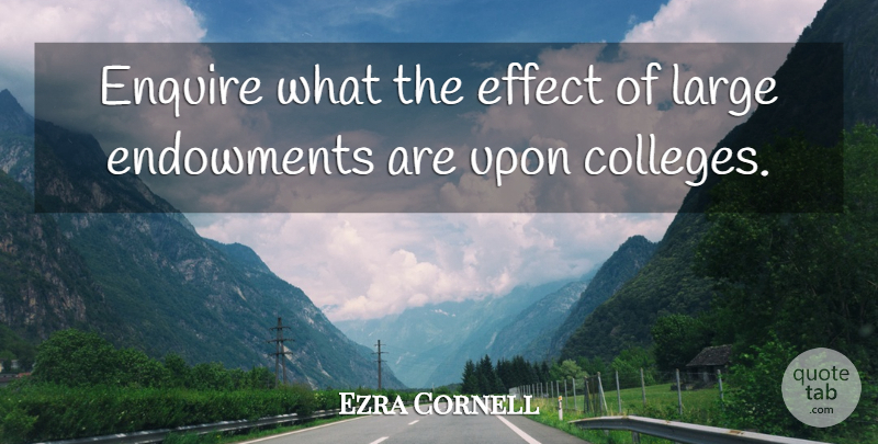 Ezra Cornell Quote About American Businessman, Large: Enquire What The Effect Of...