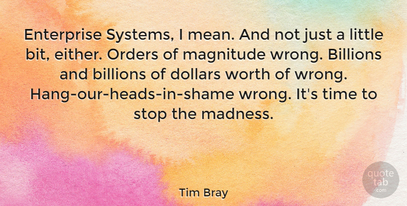 Tim Bray Quote About Billions, Dollars, Enterprise, Magnitude, Orders: Enterprise Systems I Mean And...