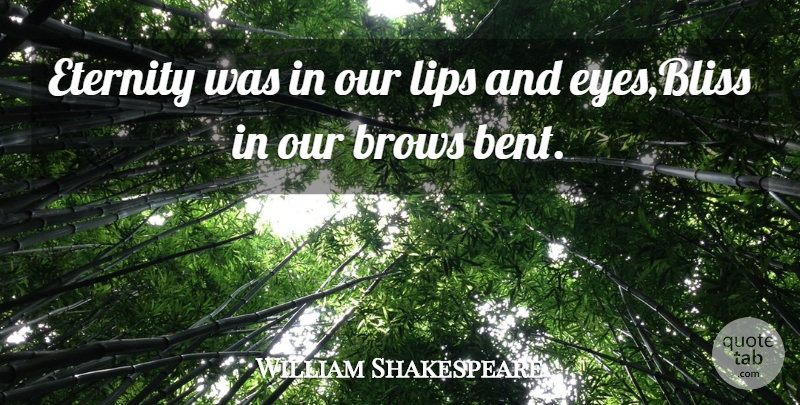 William Shakespeare Quote About Brows, Eternity, Lips: Eternity Was In Our Lips...