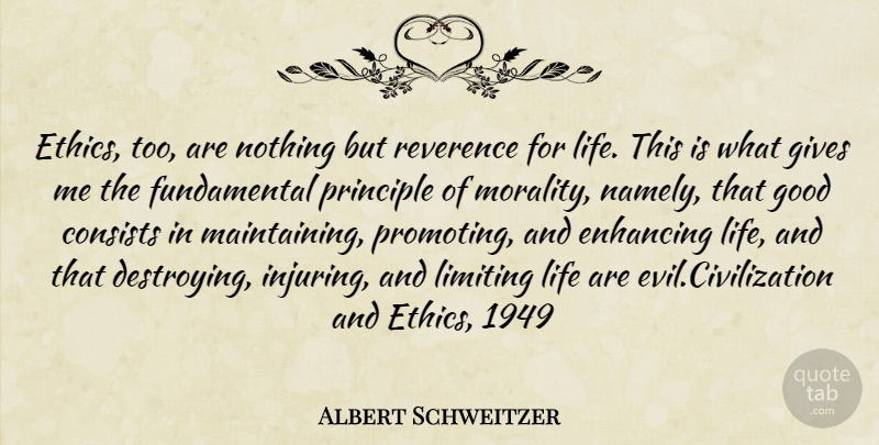 Albert Schweitzer Quote About Integrity, Inspirational Life, Evil: Ethics Too Are Nothing But...