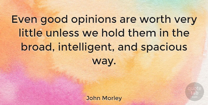 John Morley Quote About British Statesman, Good, Hold, Unless: Even Good Opinions Are Worth...
