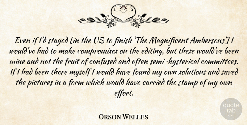 Orson Welles Quote About Confused, Editing, Effort: Even If Id Stayed In...