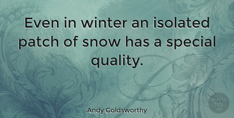Andy Goldsworthy Quote About Winter, Snow, Quality: Even In Winter An Isolated...