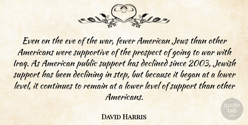 David Harris Quote About Began, Continues, Declined, Declining, Eve: Even On The Eve Of...