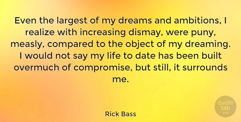 Rick Bass Quote About Dream, Ambition, Compromise: Even The Largest Of My...