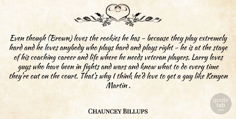 Chauncey Billups Quote About Anybody, Career, Coaching, Extremely, Fights: Even Though Brown Loves The...